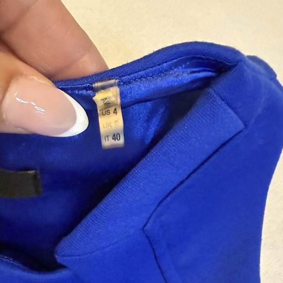 Tahari Ponte Knit Dress Trendy‎ Lined Pencil Square Neck Sleeveless Royal Blue 4 - Picture 9 of 10